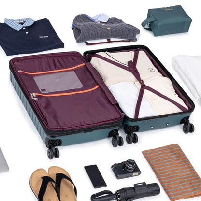 Eeeza Luggage Sets 5 Piece,Hardside Expandable Durable Luggage,21"/25"/30" - color: DarkGreen