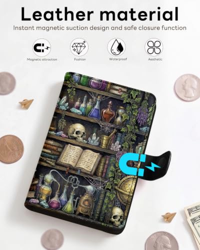 RFID Passport Holder with Tracker Slot, Leather Travel Wallet - color: Skeleton