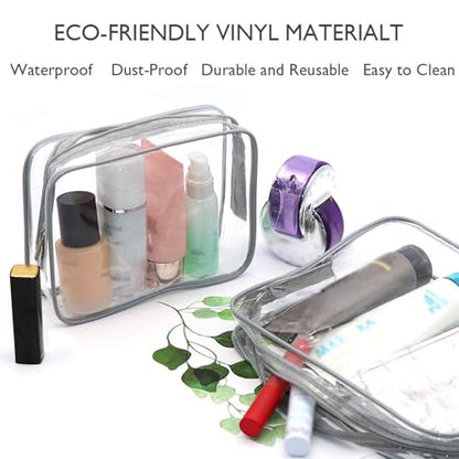 APREUTY 6 Packs Clear Makeup Bags, TSA Approved Toiletry Bags Set, Gray - color: Gray-6PCS (Large+Medium+Small)