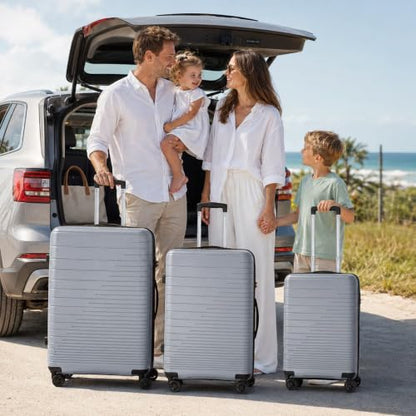 3-Piece PP Hardshell Luggage Set, Lightweight Durable Suitcases with 4 Silent Spinner Wheels, TSA Lock & Scratch-Resistant Surface, 20"/24"/28", Dark Grey - color: Dark Grey