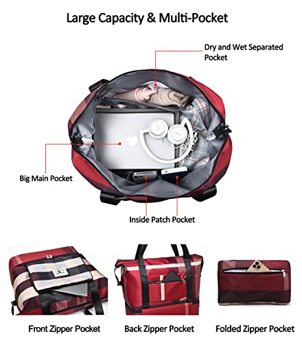 NWLR Foldable Travel Duffel Bag with Shoe Compartment Carry-On Bag B-Black - color: B-Black