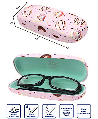 JAVOedge [4 PACK / 3 PACK], Printed Pattern Durable Hard Clamshell Eyeglass Case with Bonus Microfiber Cloth - color: Donuts Pattern, size: 3 PACK