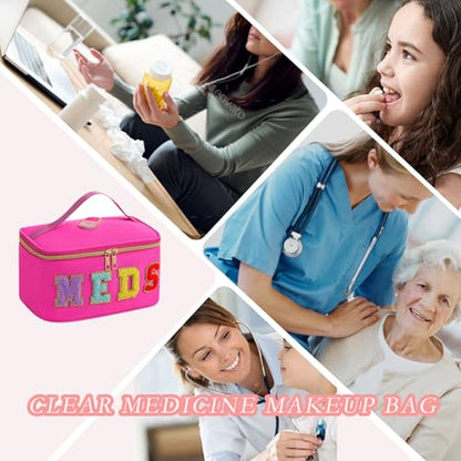 uekeboag Chenille Letter MEDS Nylon Makeup Bag(15Hot Pink) - color: 15Hot Pink
