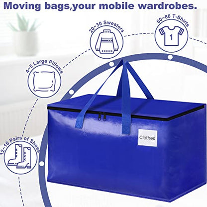 StorageRight Moving Bags, Moving Boxes, 93L 4-Pack Sotrage Bags Totes, Blue - color: Blue, size: 4 Pack