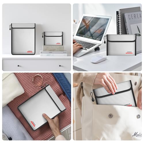 JUNDUN 6400°F Fireproof Document Bag,15"x11" & 8.5"x6" - color: Silver