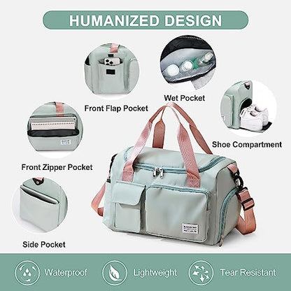 Small Gym Bag for Women, Travel Duffle Bag Carry On Weekender Bag with Shoe Compartment - color: 03#Grey, style: Gym Bag&toiletry Bag