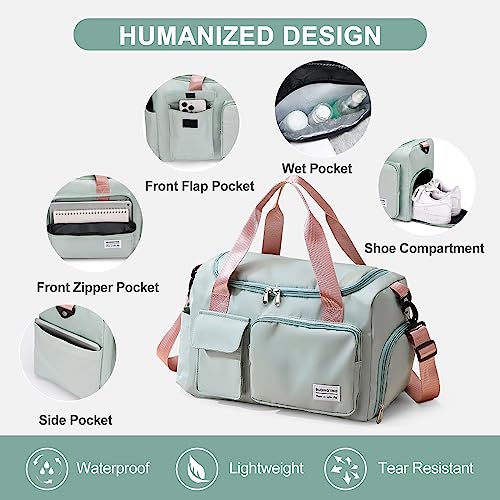 Small Gym Bag for Women, Travel Duffle Bag Carry On Weekender Bag with Shoe Compartment - color: 04#Blue, style: Gym Bag&toiletry Bag