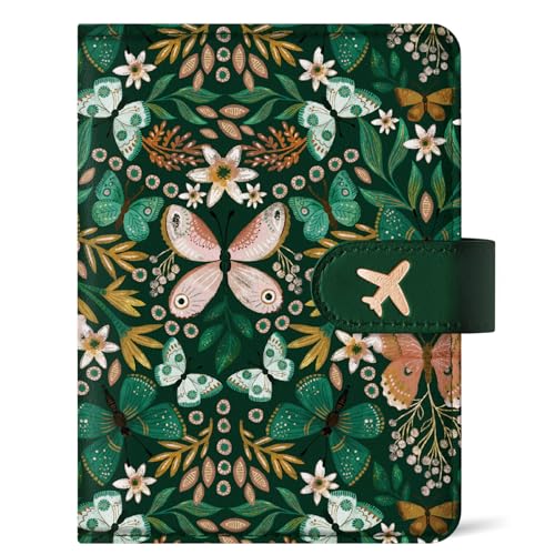 Passport Holder for Travel, RFID Blocking Wallet with Magnetic Closure - color: O-Bloom