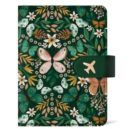 Passport Holder for Travel, RFID Blocking Wallet with Magnetic Closure - color: O-Bloom