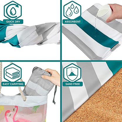 SUN CUBE Microfiber Beach Towel Quick Dry with Carry Bag, Gray 78x35 Inch - color: Light Grey, size: 78.00" x 35.00"