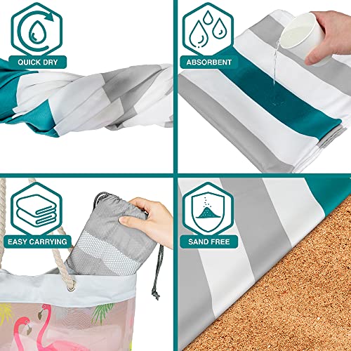SUN CUBE Microfiber Beach Towel Quick Dry with Carry Bag, Gray 60x30 Inch - color: Light Grey, size: 60.00" x 30.00"