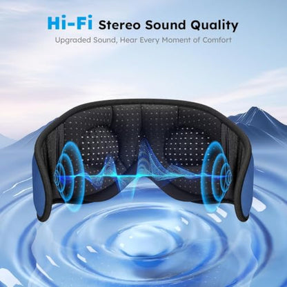 LC-dolida White Noise Bluetooth 5.4 Sleep Eye Mask with Timer, 3D Sleeping Mask Headphones with 16 Soothing Sounds, Total Blackout Sleep Headphones for Side Sleeper/Women/Men (Blue) - color: Blue