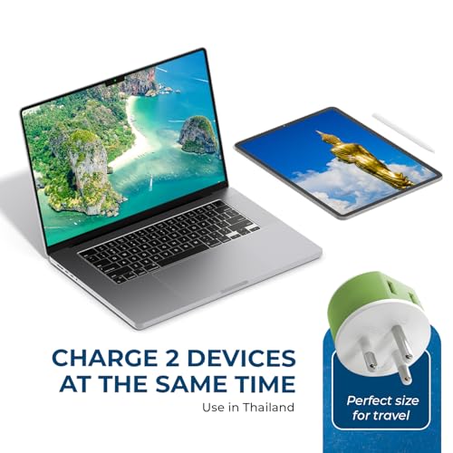 OREI Thailand Power Plug Adapter with 2 USA Inputs - Travel 3 Pack - 2 x Type O, 1 x Type C (US-18) Safe Grounded Use with Cell Phones, Laptop, Camera Chargers, CPAP, and More - style: Type O -Thailand