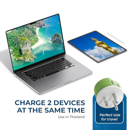 OREI Thailand Power Plug Adapter with 2 USA Inputs - Travel 3 Pack - 2 x Type O, 1 x Type C (US-18) Safe Grounded Use with Cell Phones, Laptop, Camera Chargers, CPAP, and More - style: Type O -Thailand
