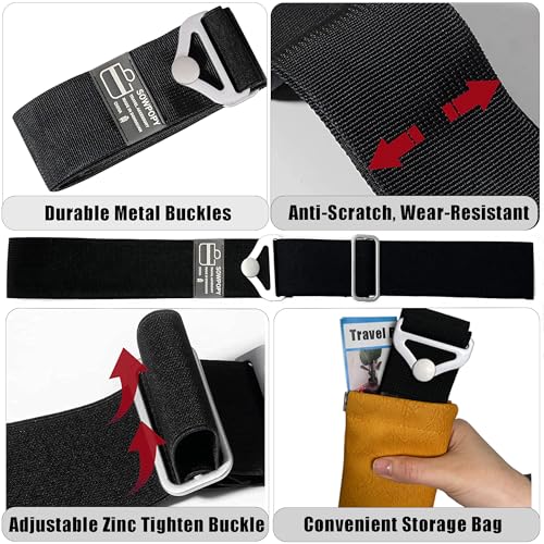 SOWPOPY Travel Belt Luggage Straps for Carry On Bag, Suitcases - color: DK-Black