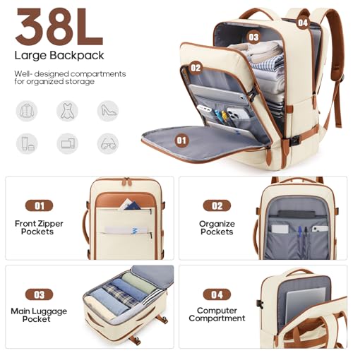 7 Piece luggage sets with YKK Zipper 20/24/28" with Backpack - color: Off White, size: 7 piece set (20/24/28inch)