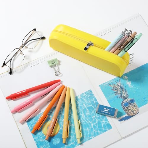 Mr. Pen- Silicone Pencil Case, Aesthetic Pencil Bag for Women, Makeup Pouch - color: Yellow