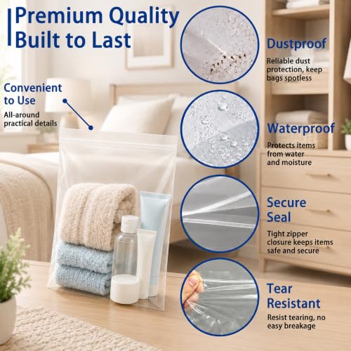 Large 3 Gallon Zippered Plastic Bags for Storage - size: 3 gal-15 pack