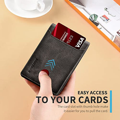 RUNBOX Wallet for Men, Slim Leather Bifold, RFID Blocking Card Holder - color: Rock Gray