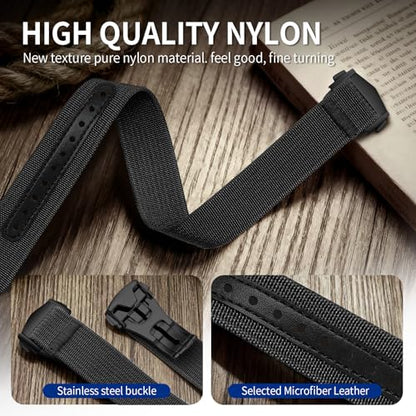 Nylon Watch Strap 20mm 22mm Nylon Watch Band Replacement Single Pass Strap Breathable Military Watch Bands for Men Soft Elastic Watch Straps - color: Black (Black Buckle), size: 22mm