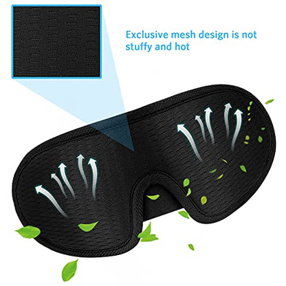 Sleep Mask, Super Soft 3D Contoured Cup Sleeping Mask, Upgraded 100% Blockout Light Sleep Masks for Women Men with Adjustable Strap, Comfortable Concave Molded Eye Covers for Sleeping, Black - color: Black