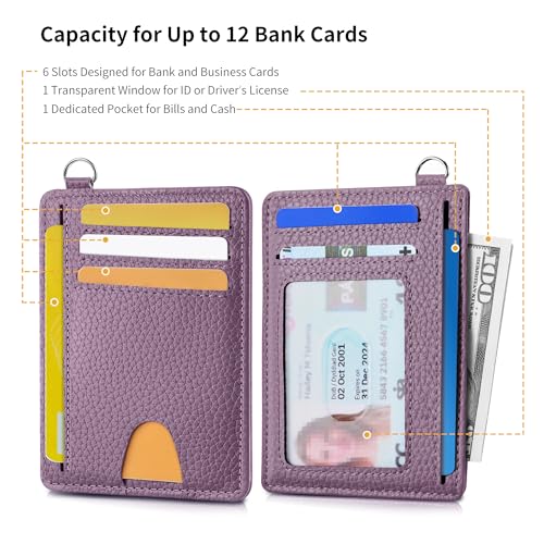 Mayski Slim Wallet, Credit Card Holder for Women, Minimalist Front Pocket RFID Blocking Card Cases, Small Wallet Women Men(Litchi Lavender) - color: Litchi Lavender