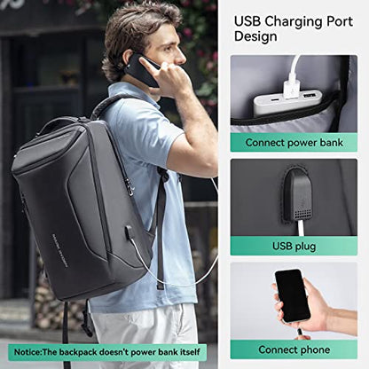 MARK RYDEN Business Backpack for Men, Waterproof High Tech Backpack with Sport Car Shape Design and USB Charging Port, Travel Laptop Backpack Fits 17.3 Inch Notebook (YKK-2 Pockets) - color: Black-2 Pockets
