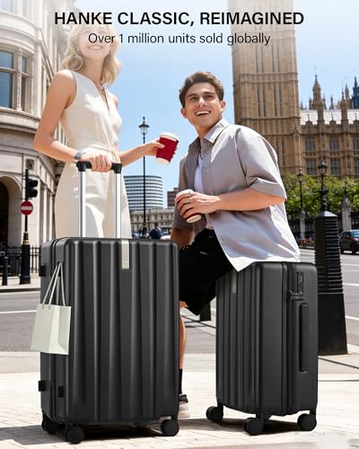 Hanke Upgraded Elite 29 Inch Extra Large Checked Luggage, PC Hard Shell Suitcases with Wheels, TSA Lock, Explosion-Proof Zipper Suitcase for Long Travel Men & Women,Jet Black - color: Jet Black, size: 29 Inch