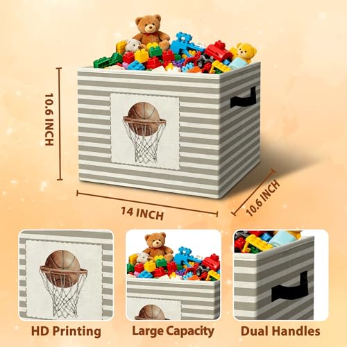 Rustic Basketball Hoop Storage Bins Boxes Handles - color: 024