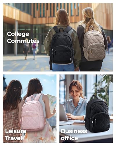BAGSMART College Laptop Backpack,Cute Travel Backpack for Women,Quilted Computer Bookbag - color: 14-green