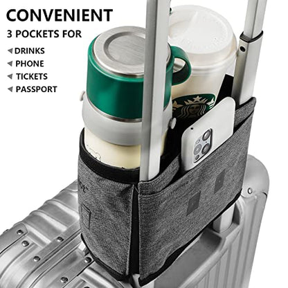 riemot Luggage Travel Cup Holder Free Hand Suitcase Drink Carrier Grey - color: 1. Hook & Loop: Grey