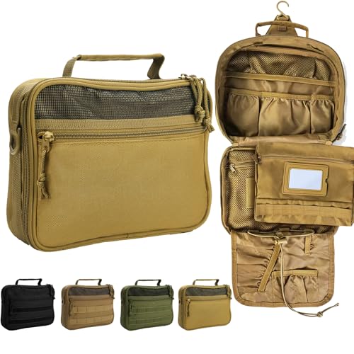 Hanging Toiletry Bag for Men,Men's Travel Essential,Travel Dopp Kit - color: Khaki