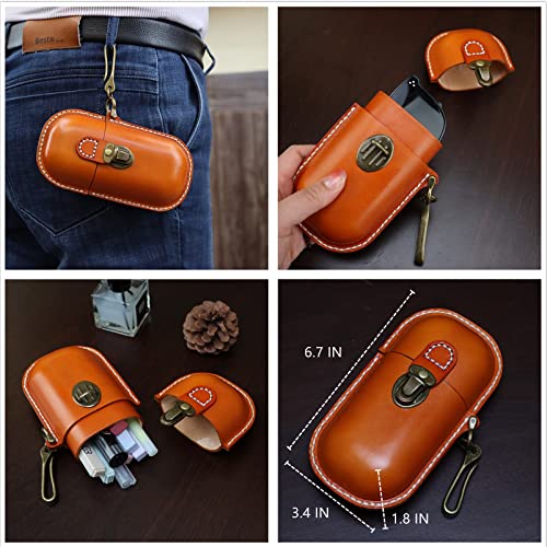 Handmade Leather Eyeglass Case Hard Shell Retro Men And Women Sunglasses Nearsighted Glasses Hooks Protection Box - color: Crimson