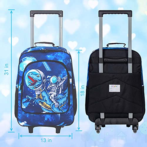 UFNDC Kids Suitcase for Boys,Dinosuar Luggage Rolling with Wheels，Travel Carry on for Children Toddler elementary - color: Astronaut Dino