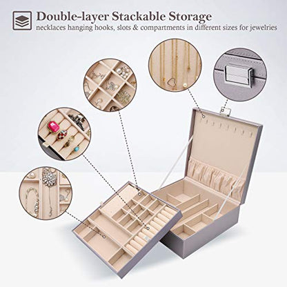 ProCase 2 Layers Jewelry Box for Women -Pearlizedsilver - color: Pearlizesilver