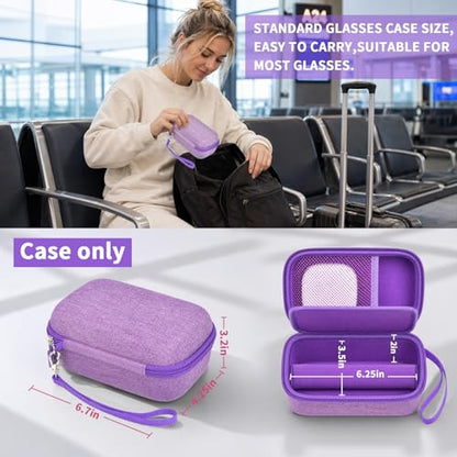 GWCASE Portable 2 in 1 Contact Lens Case and Glasses Case for 2 Pairs - color: Purple