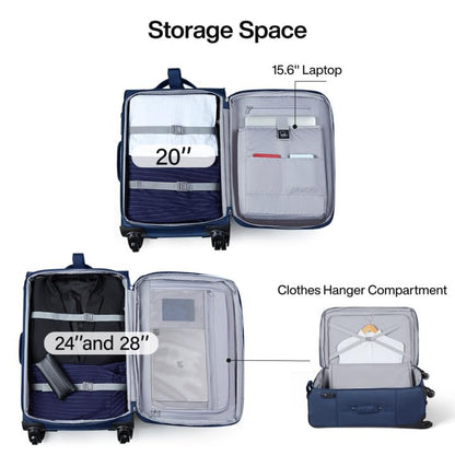 Hanke 24 Inch Softside Expandable Checked Luggage with 4 Spinner Wheels - color: Blue, size: 24 Inch