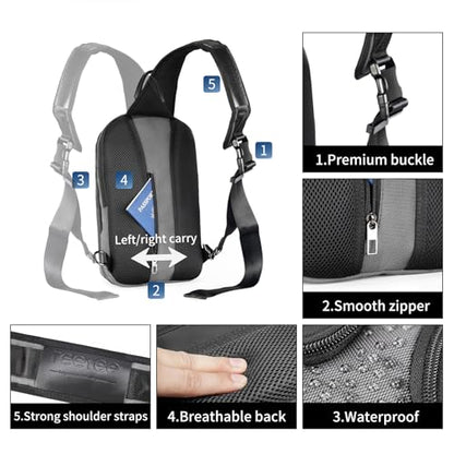 reeyee Men's Sling Bag, Anti-Theft Crossbody Bag for Travel, Gray - color: Gray