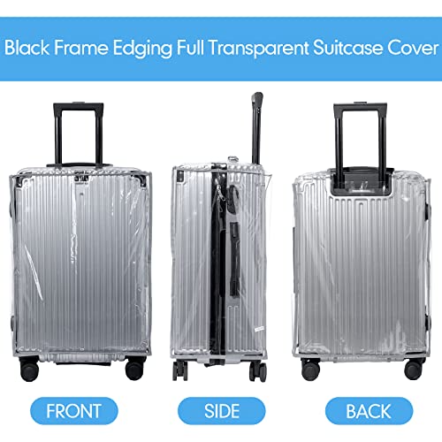 Sadnyy 3 Pcs Clear Luggage Cover Gray Border Regular Style - color: Gray Border, style: Regular Style