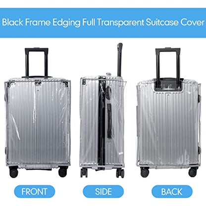 Sadnyy 3 Pcs Clear Luggage Cover Gray Border Regular Style - color: Gray Border, style: Regular Style