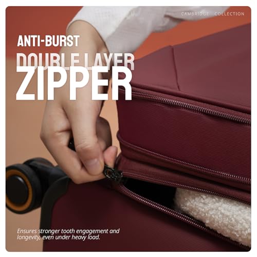Verage Cambridge Lightweight Luggage Softside Expandable Spinner Wheel Suitcase (Burgundy, Carry-On 20-Inch) - color: Burgundy, size: 20-Inch
