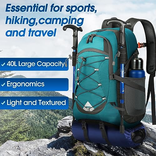 IGOLUMON Hiking Backpack 40L Packable Lightweight Camping Daypack Men Women - color: Green