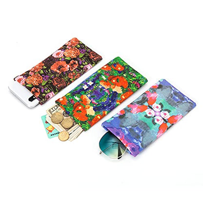 TRIUMPH VISION Eyeglass Case Glasses Case Soft Sunglass Pouch Sleeve 3 Pack - color: Oil Painting Flowers
