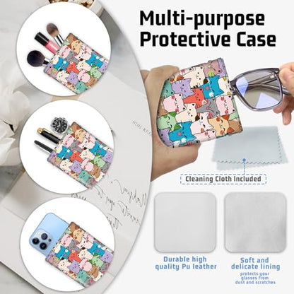 Soft Glasses Case for Sunglasses Eyeglass Slim Pouch - color: Cats