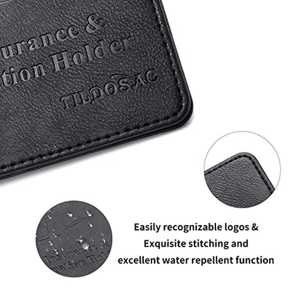 TILDOSAC Car Registration & Insurance Card Holder Leather Auto Glove Box Organizer Document Wallet with Magnetic Shut (Black, Small) - color: Small Black