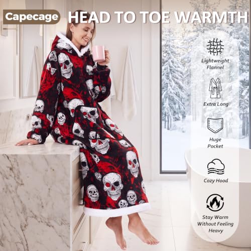 Capecage Long Wearable Blanket Hoodie with Big Pocket,Gift for Women or Men - color: Skull