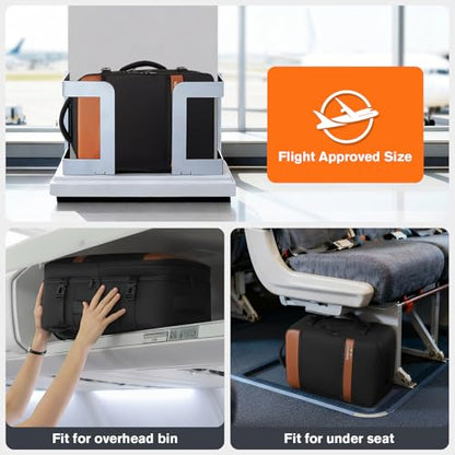 Exquisite Travel Laptop Backpack, Flight Approved Size Carry on Bag (25L) | 180° Opening, with Laptop Compartment, with Luggage Strap - color: Black, size: L (7x11x16.8")