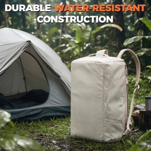 40L Water-Resistant Duffle Backpack with Shoe Compartment & Wet Pocket - color: Beige