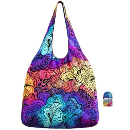 Nanobag Standard 19L Tote Foldable Packable Reusable Grocery Shopping Bag - color: Psychedelic