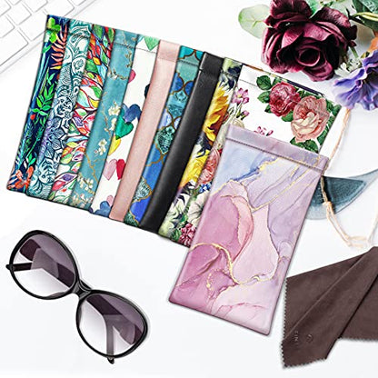 FINTIE Soft Eyeglasses Case with Cleaning Cloth, Squeeze Top Glasses Pouch - color: Glittering Marble